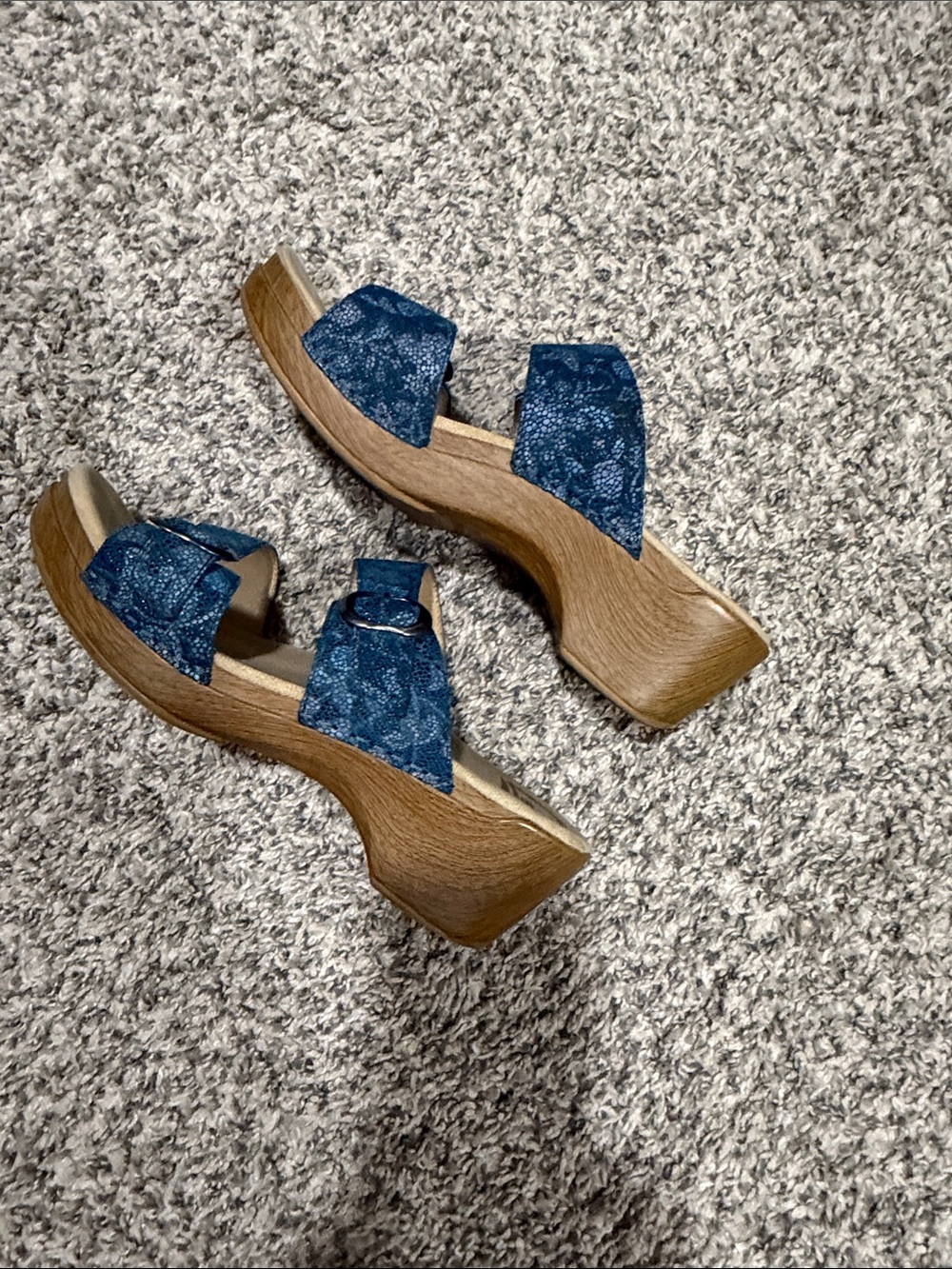 Dansko Teal Patterned Dual-Buckle Slide Mules - Picture 3 of 5